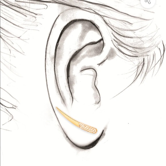 Half Pave Diamond Skimmer Earring - Picture 5 of 7